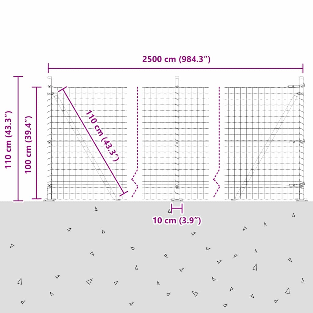 Ograda s postovima Zelena 1 x 25 m Čelik i PVC
