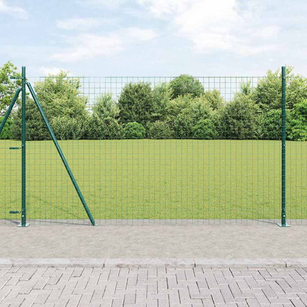 Ograda s postovima Zelena 1,2 x 25 m Čelik i PVC