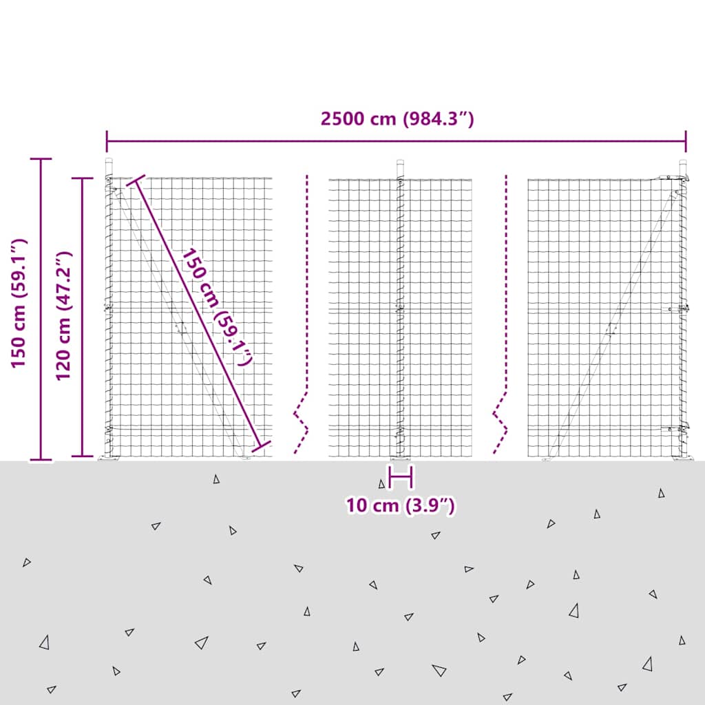 Ograda s postovima Zelena 1,2 x 25 m Čelik i PVC