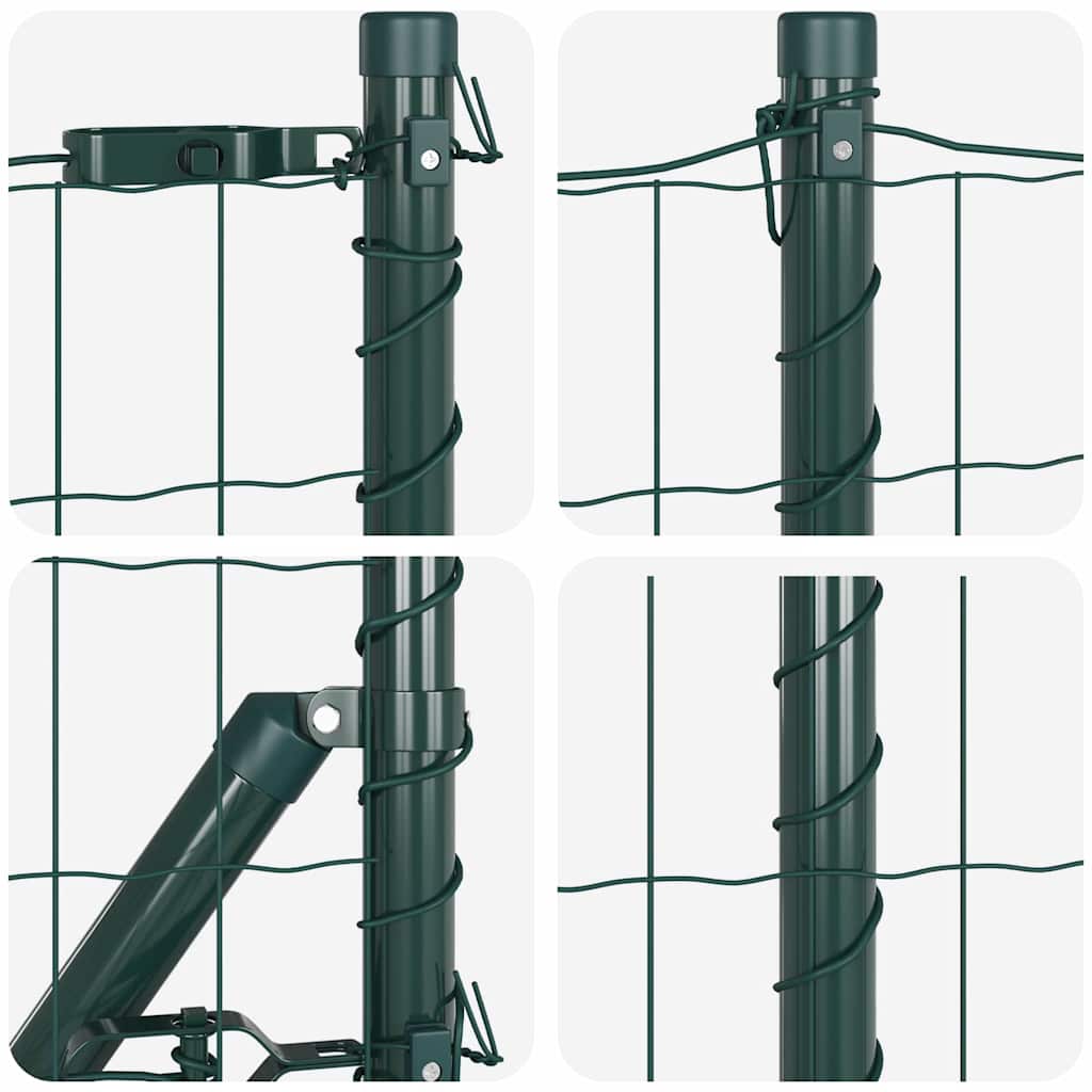 Ograda s postovima Zelena 1 x 25 m Čelik i PVC