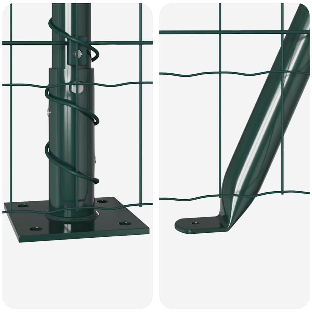 Ograda s postovima Zelena 1,2 x 25 m Čelik i PVC