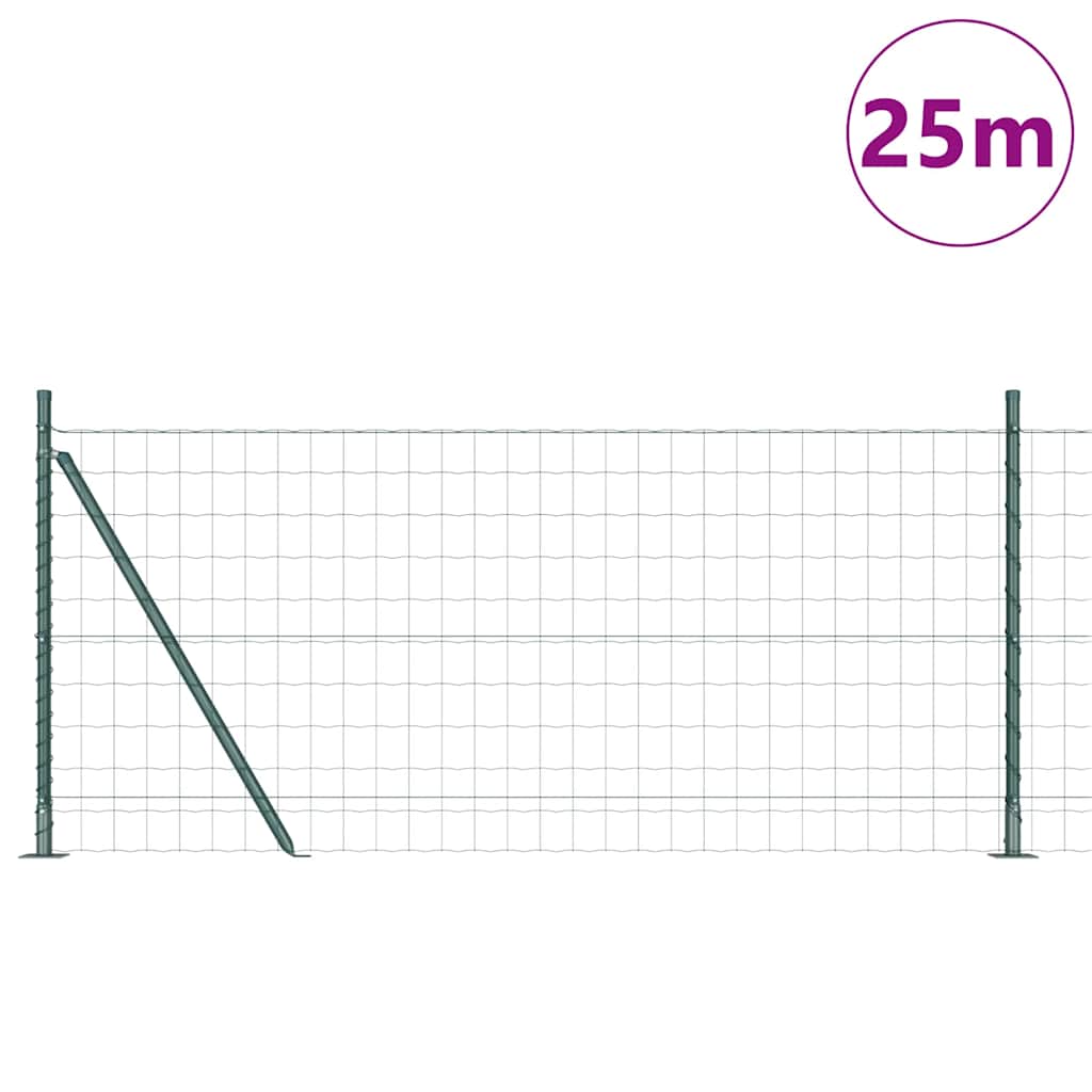 Ograda s postovima Zelena 0,8 x 25 m Čelik i PVC