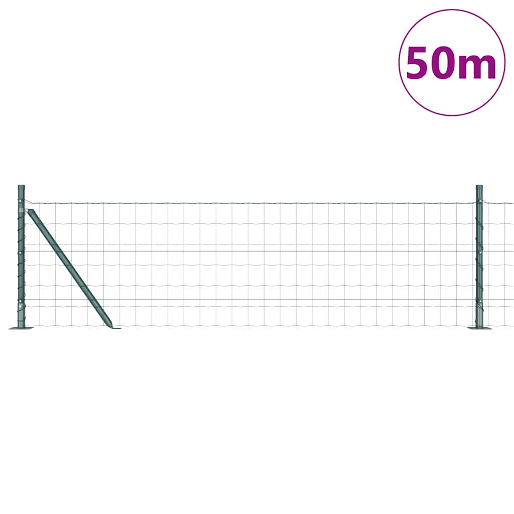 Ograda s postovima Zelena 0,6 x 50 m Čelik i PVC