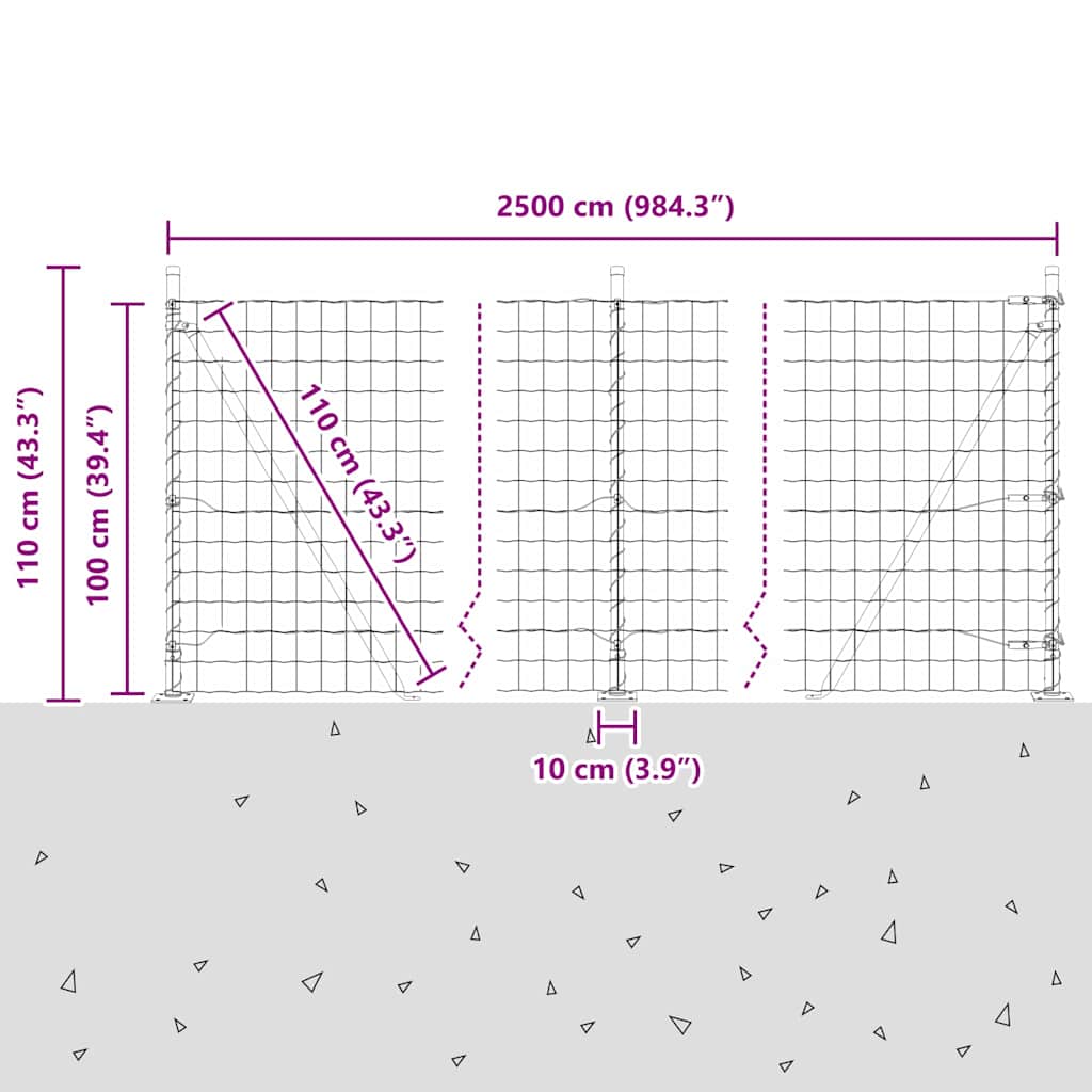 Ograda s postovima Zelena 1 x 25 m Čelik