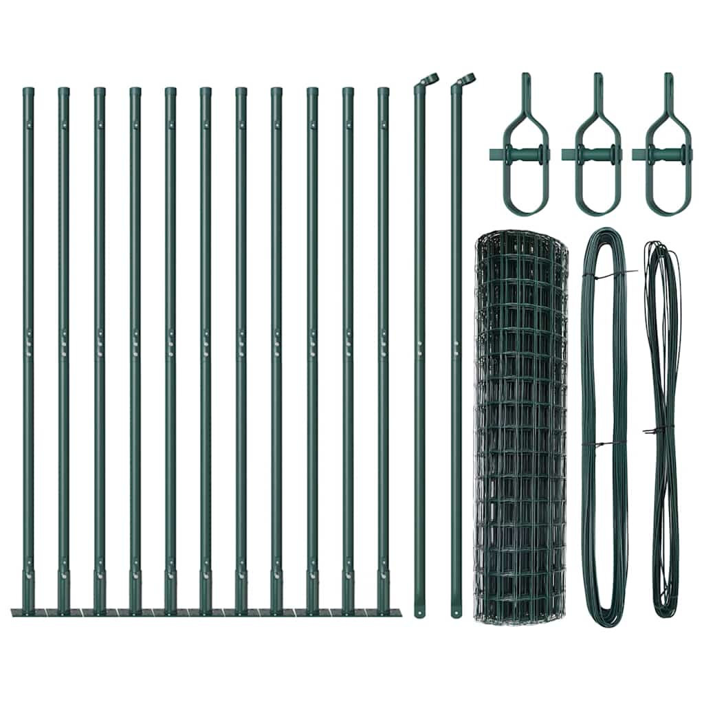 Ograda s postovima Zelena 1,2 x 25 m Čelik