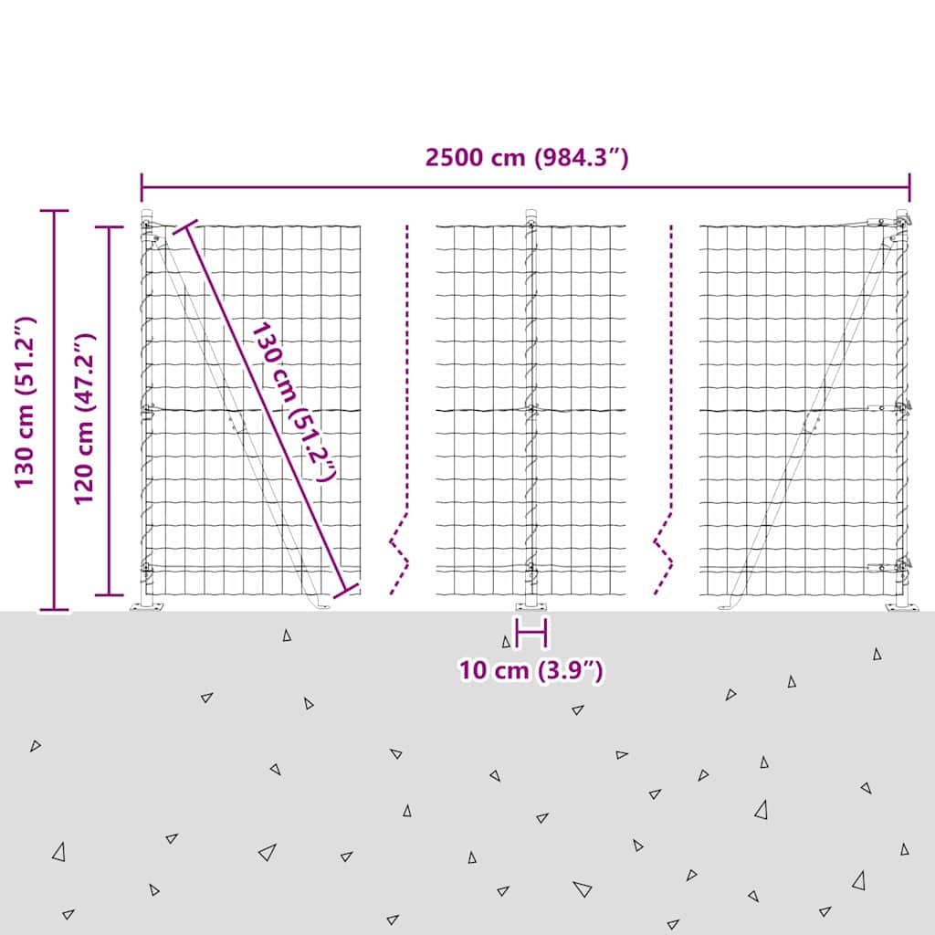 Ograda s postovima Zelena 1,2 x 25 m Čelik