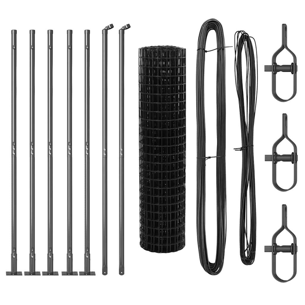 Ograda s postovima Siva 1,2 x 10 m Čelik i PVC