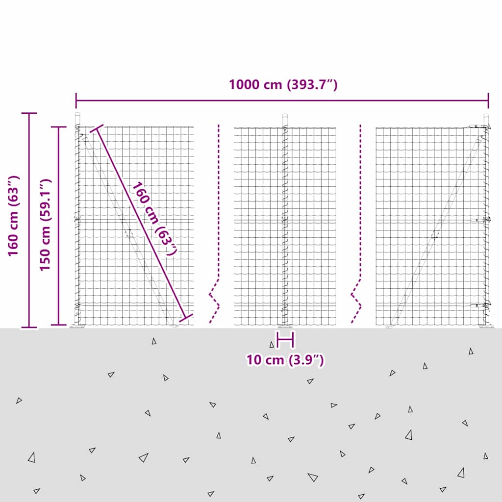 Ograda s postovima Siva 1,4 x 10 m Čelik i PVC
