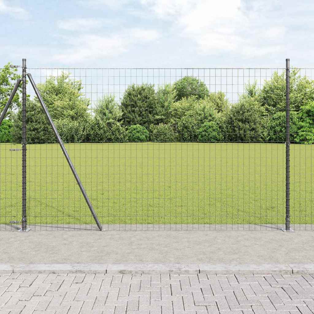 Ograda s postovima Siva 1,4 x 10 m Čelik i PVC