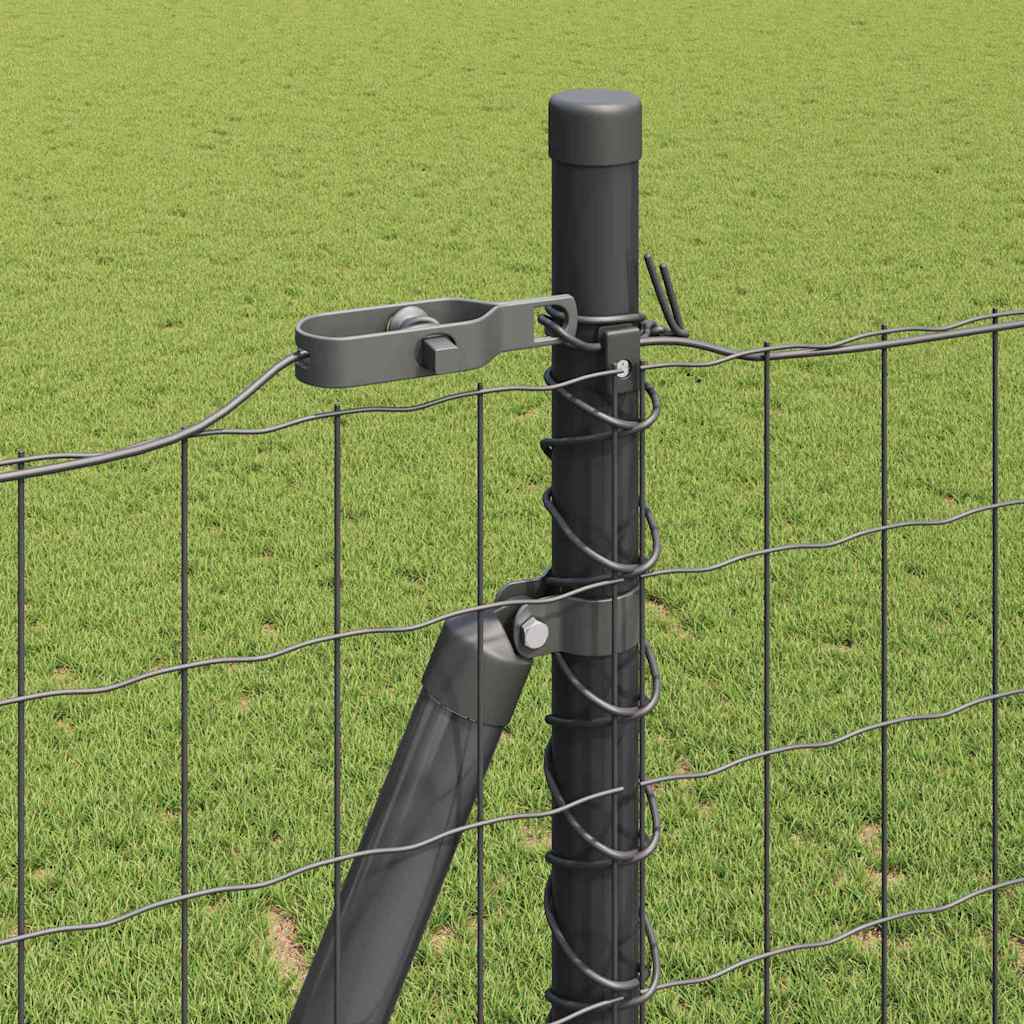 Ograda s postovima Siva 1,6 x 10 m Čelik i PVC