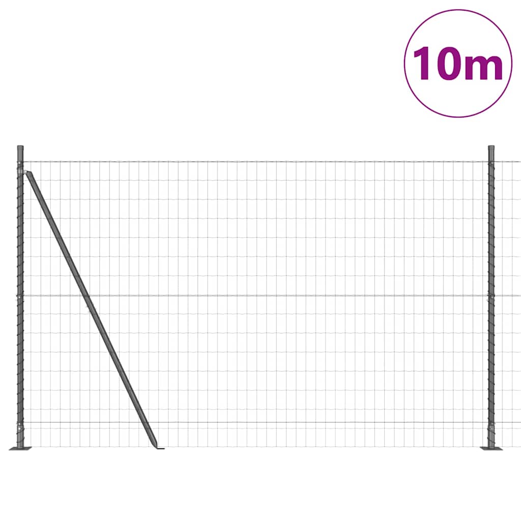 Ograda s postovima Siva 1,4 x 10 m Čelik i PVC