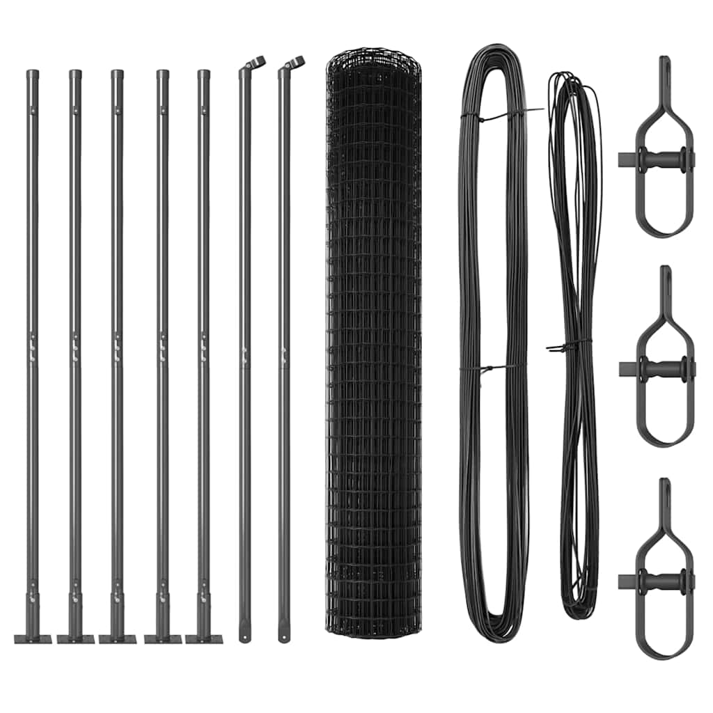 Ograda s postovima Siva 1,6 x 10 m Čelik i PVC