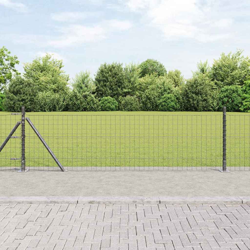 Ograda s postovima Siva 0,6 x 25 m Čelik i PVC