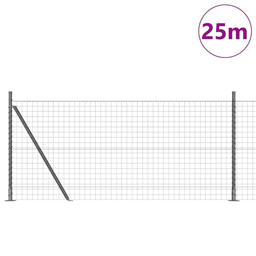 Ograda s postovima Siva 1 x 25 m Čelik i PVC
