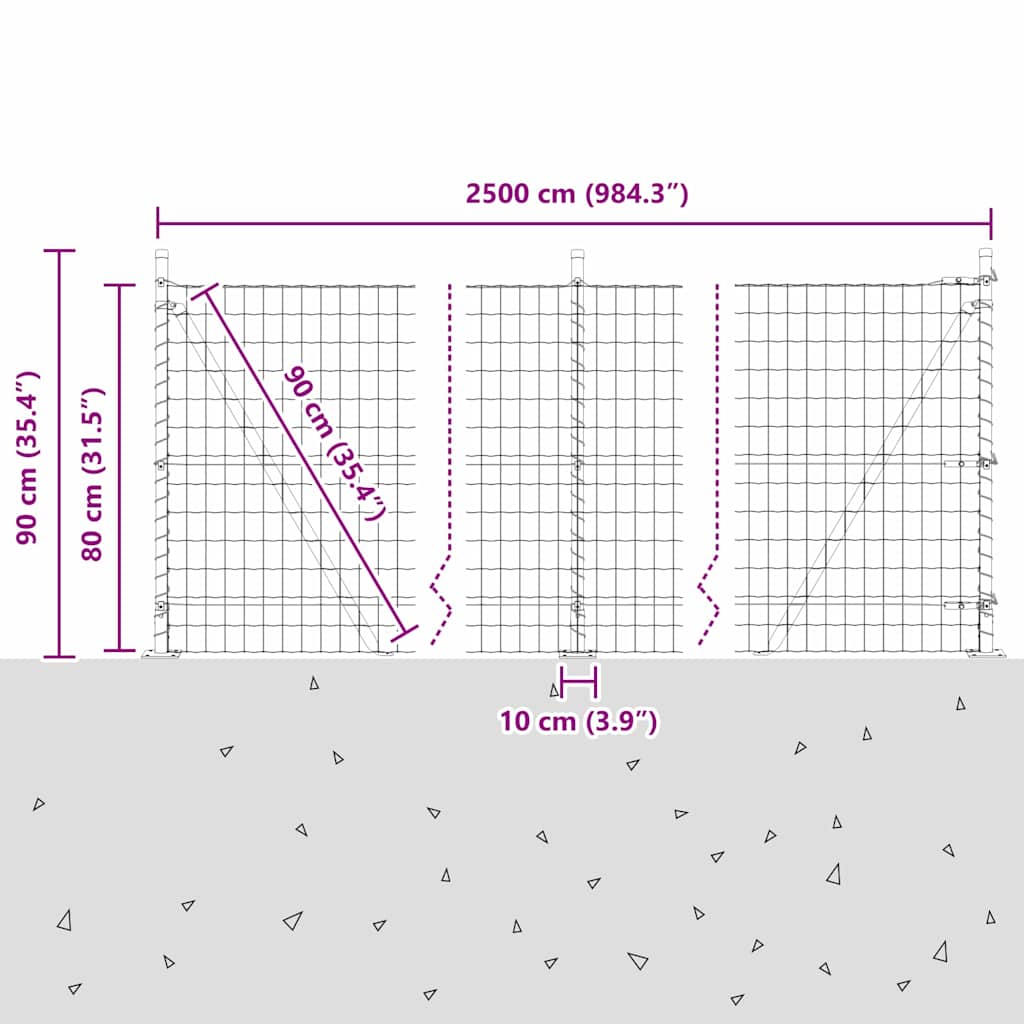 Euro Ograđivanje s Betonskom Bazom 25 x 0,8 m Siva Mreža