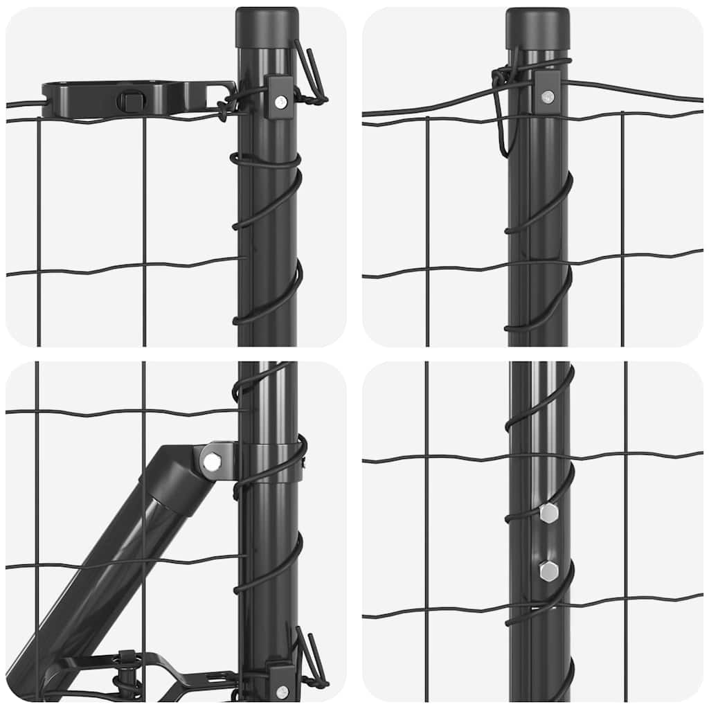 Ograda s postovima Siva 1,2 x 25 m Čelik i PVC