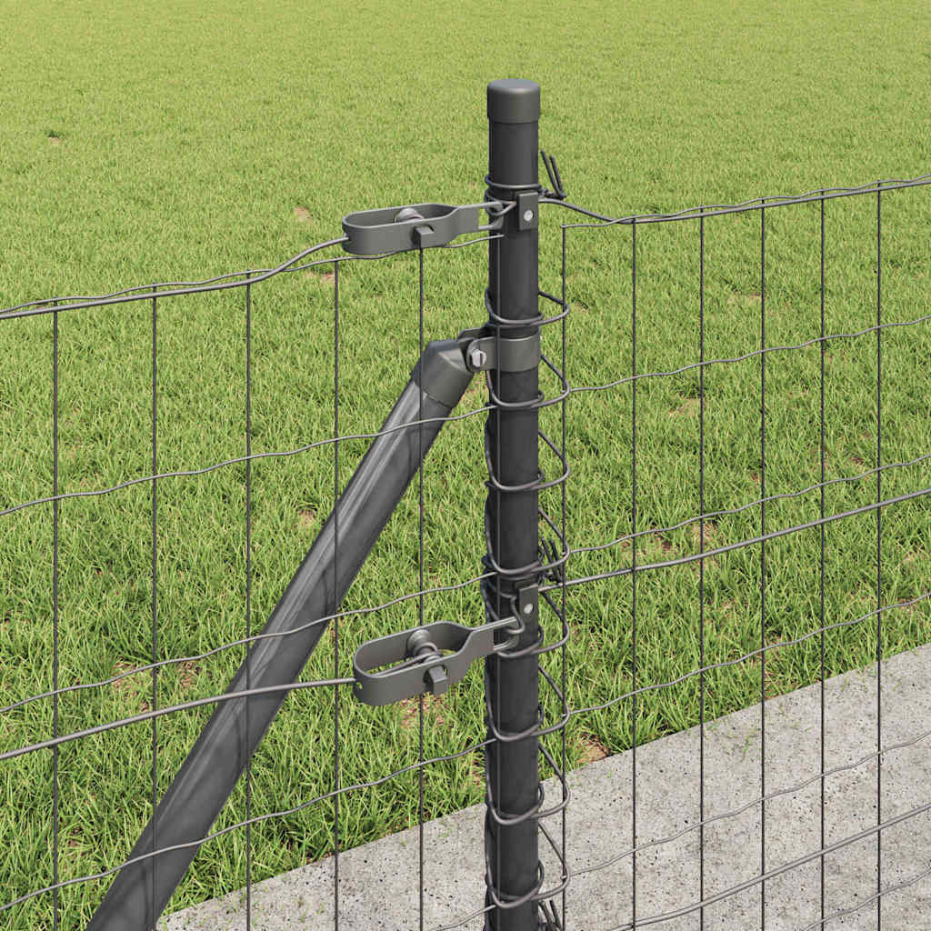 Ograda s postovima Siva 0,6 x 25 m Čelik i PVC