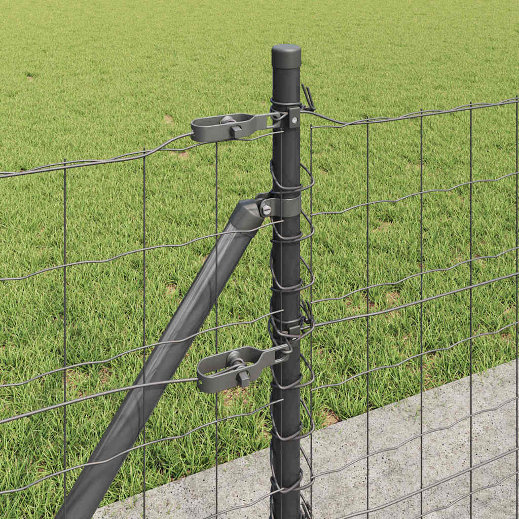 Ograda s postovima Siva 0,4 x 25 m Čelik i PVC