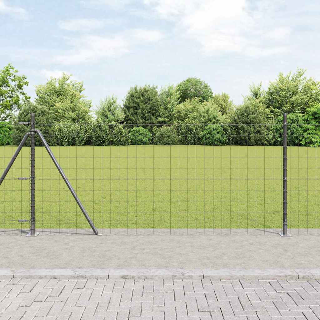 Ograda s postovima Siva 0,8 x 25 m Čelik i PVC