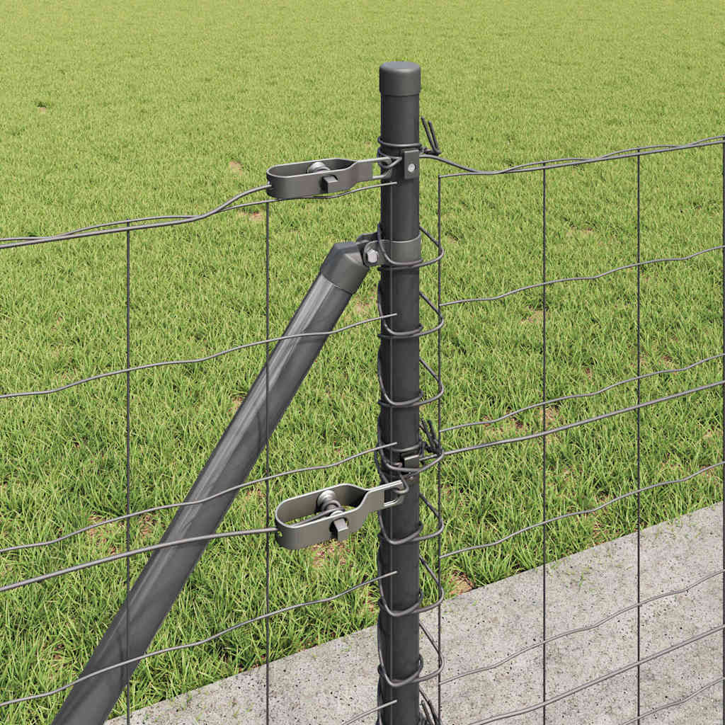 Ograda s postovima Siva 0,6 x 25 m Čelik i PVC