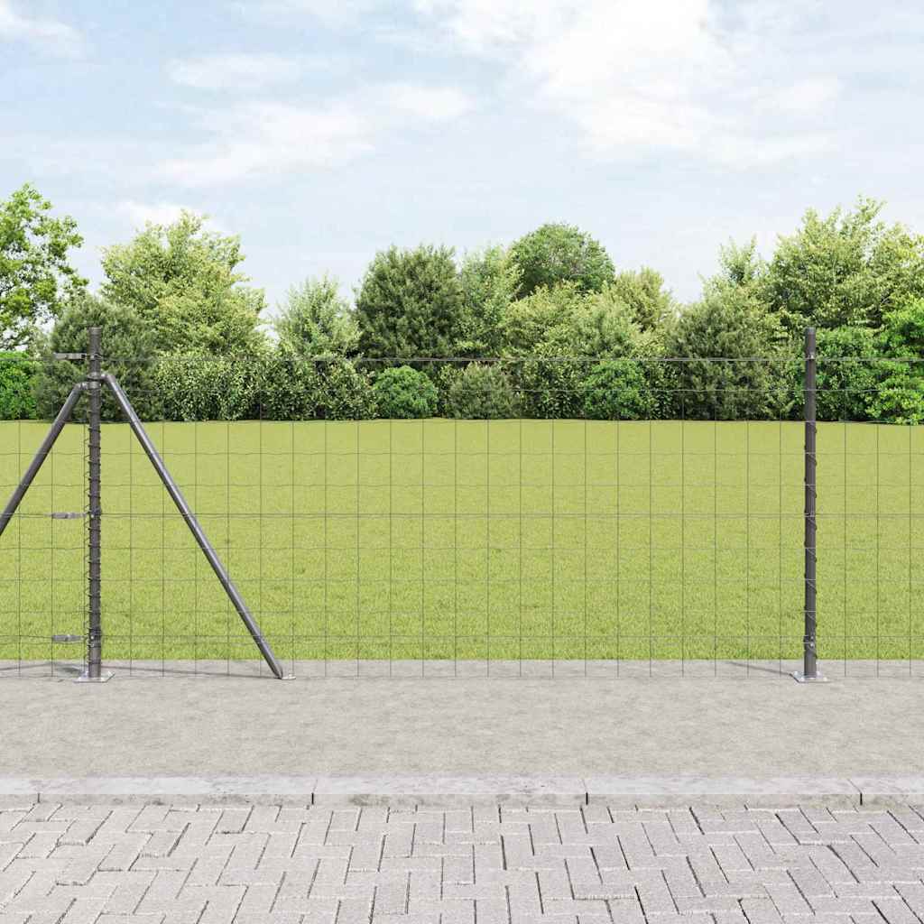 Ograda s postovima Siva 0,8 x 25 m Čelik