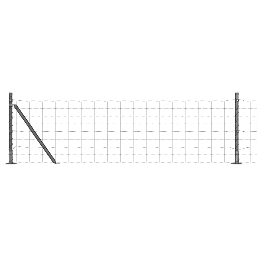 Ograda s postovima Siva 0,6 x 25 m Čelik i PVC