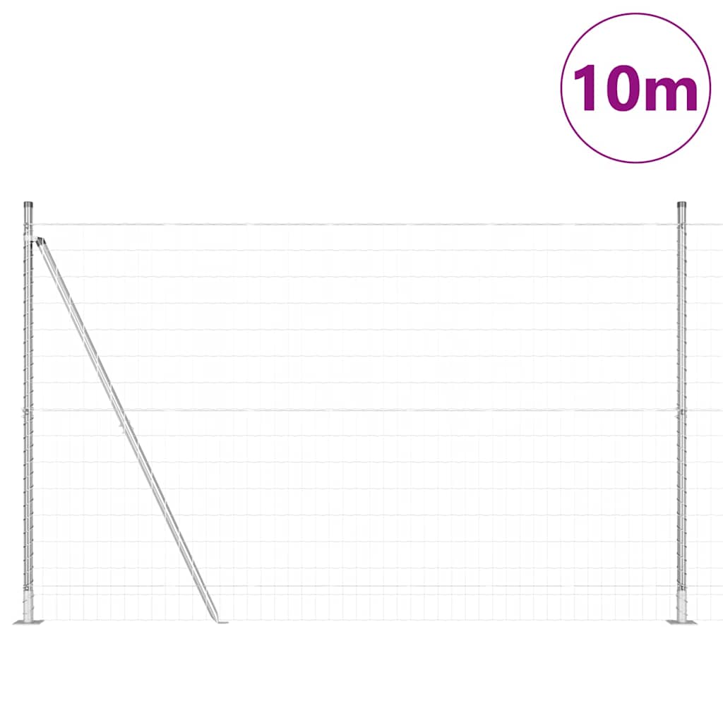 Ograda s postovima Srebrno 1,6 x 10 m Čelik