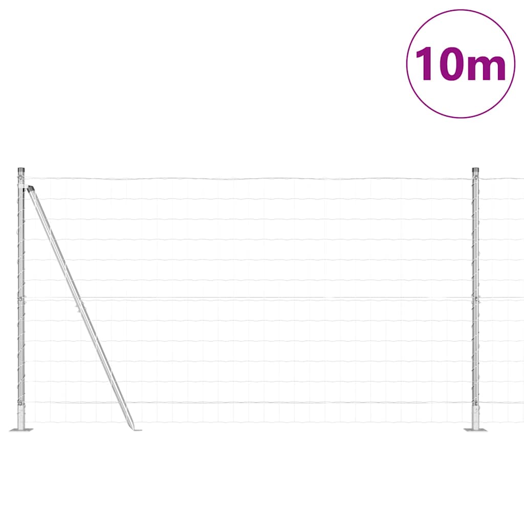 Vanjski Euro Ograda s Betonskom Podlogom 10 x 1,2 m Srebrna