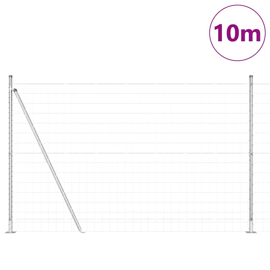 Vanjski Euro Ograda s Betonskom Podlogom 10 x 1,5 m Srebrna