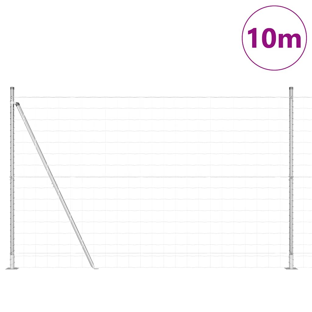 Ograda s postovima Srebrno 1,4 x 10 m Čelik