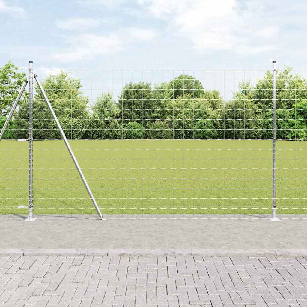 Vanjski Euro Ograda s Betonskom Podlogom 10 x 1,6 m Srebrna