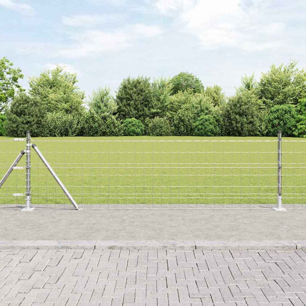 Vanjski Euro Ograda s Betonskom Podlogom 25 x 0,4 m Srebrna