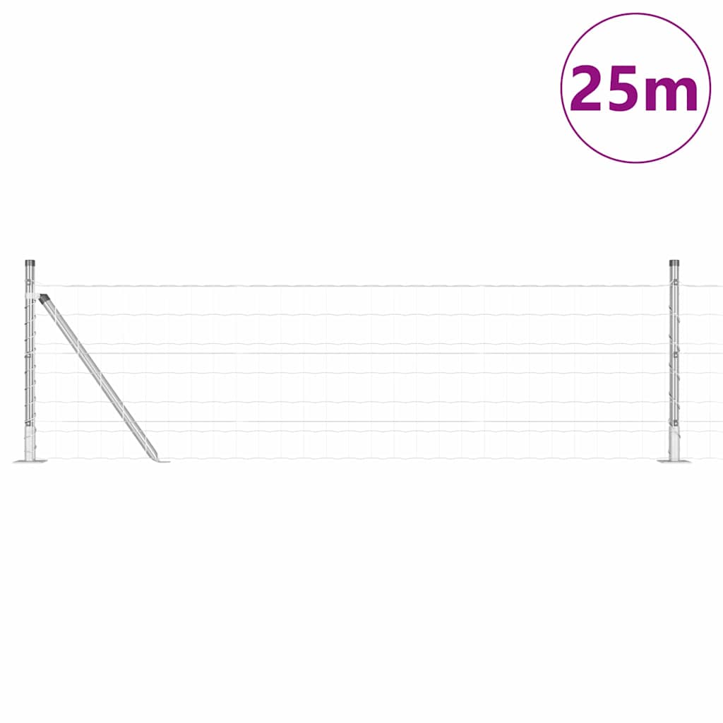 Vanjski Euro Ograda s Betonskom Podlogom 25 x 0,4 m Srebrna