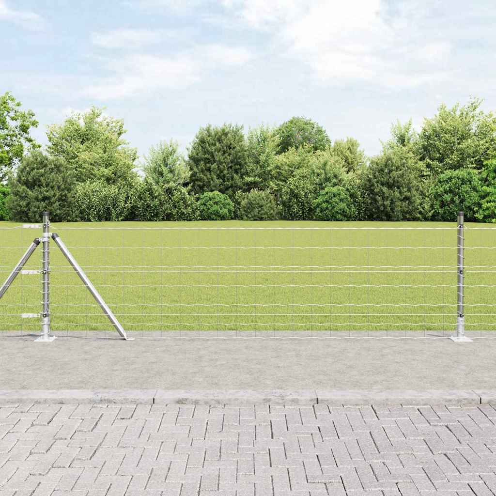 Vanjski Euro Ograda s Betonskom Podlogom 25 x 0,6 m Srebrna