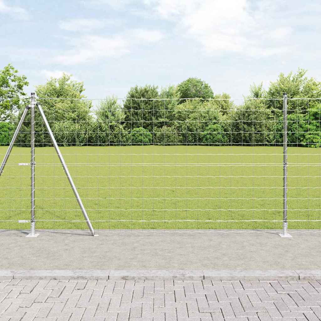 Vanjski Euro Ograda s Betonskom Podlogom 25 x 1,2 m Srebrna
