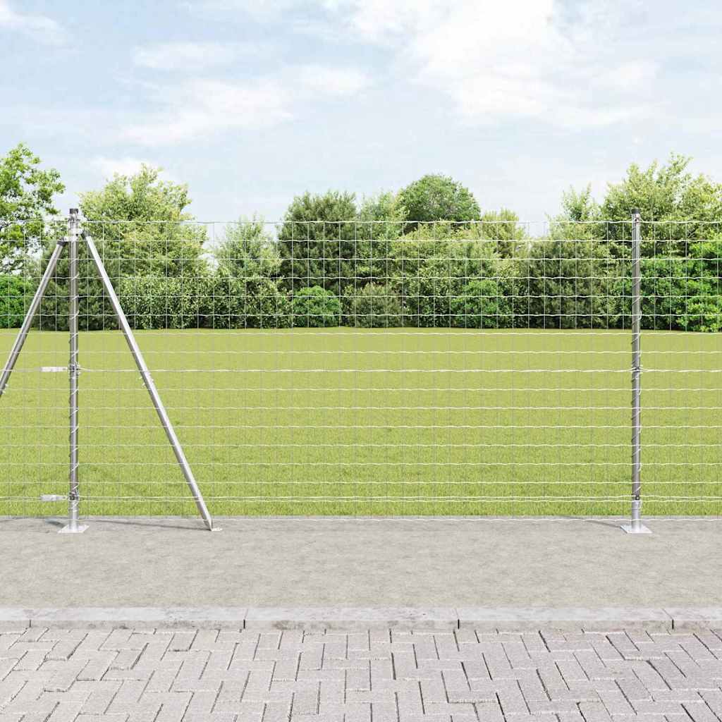 Ograda s postovima Srebrno 1,2 x 10 m Čelik