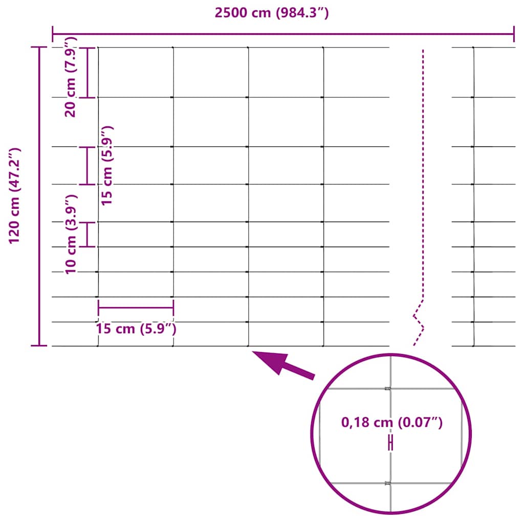 Temeljna zavarena žičana ograda 25 x 1,2 m (Š x V)
