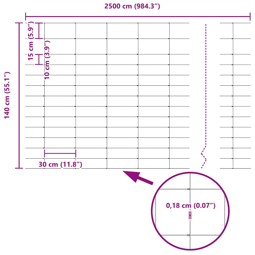 Temeljna zavarena žičana ograda 25 x 1,4 m (Š x V)