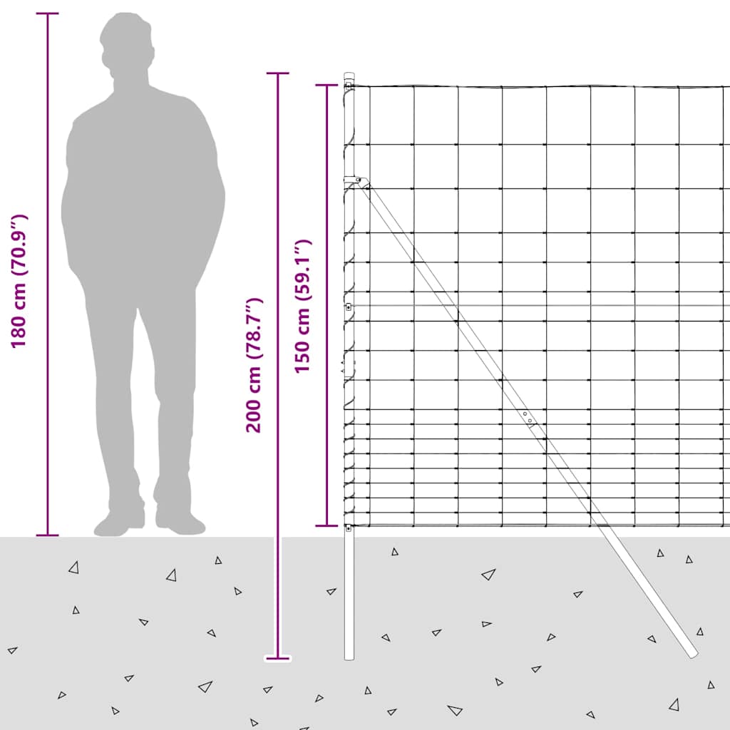 Temeljna zavarena žičana ograda 25 x 1,5 m Pocinčani čelik