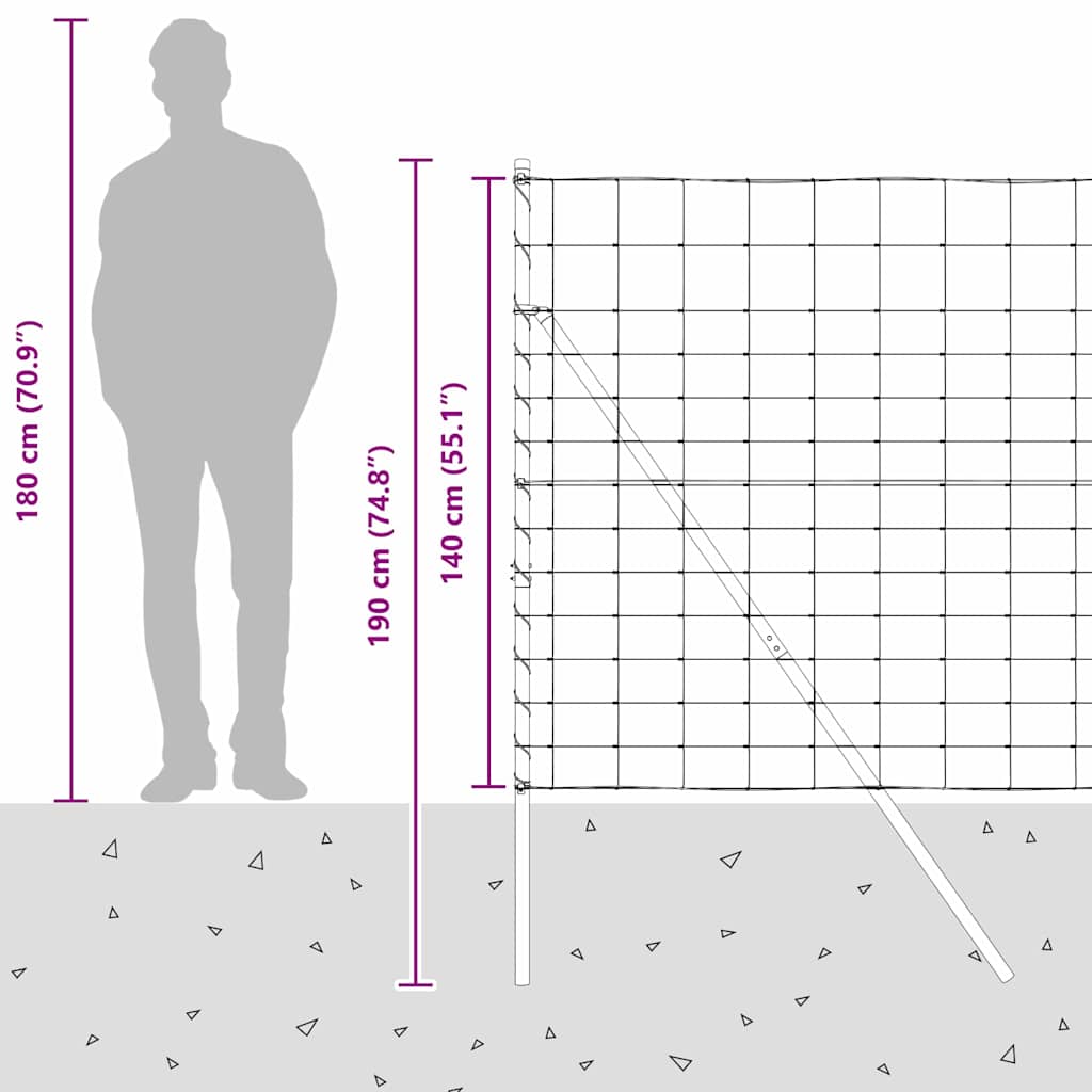 Temeljna zavarena žičana ograda 50 x 1,4 m Pocinčani čelik