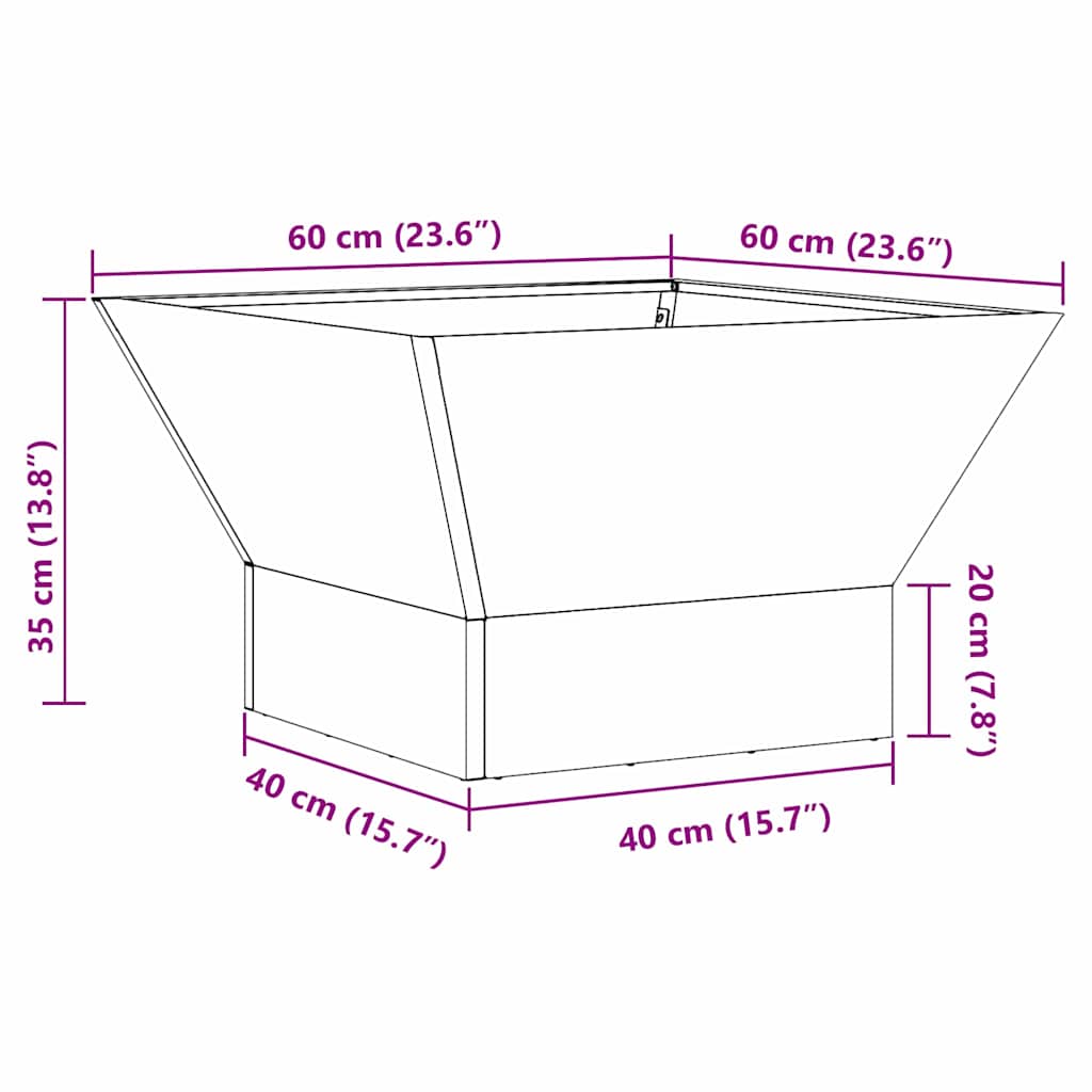 Kamin Smeđa 60 x 60 x 35 cm Čelik otporan na vremenske uvjete
