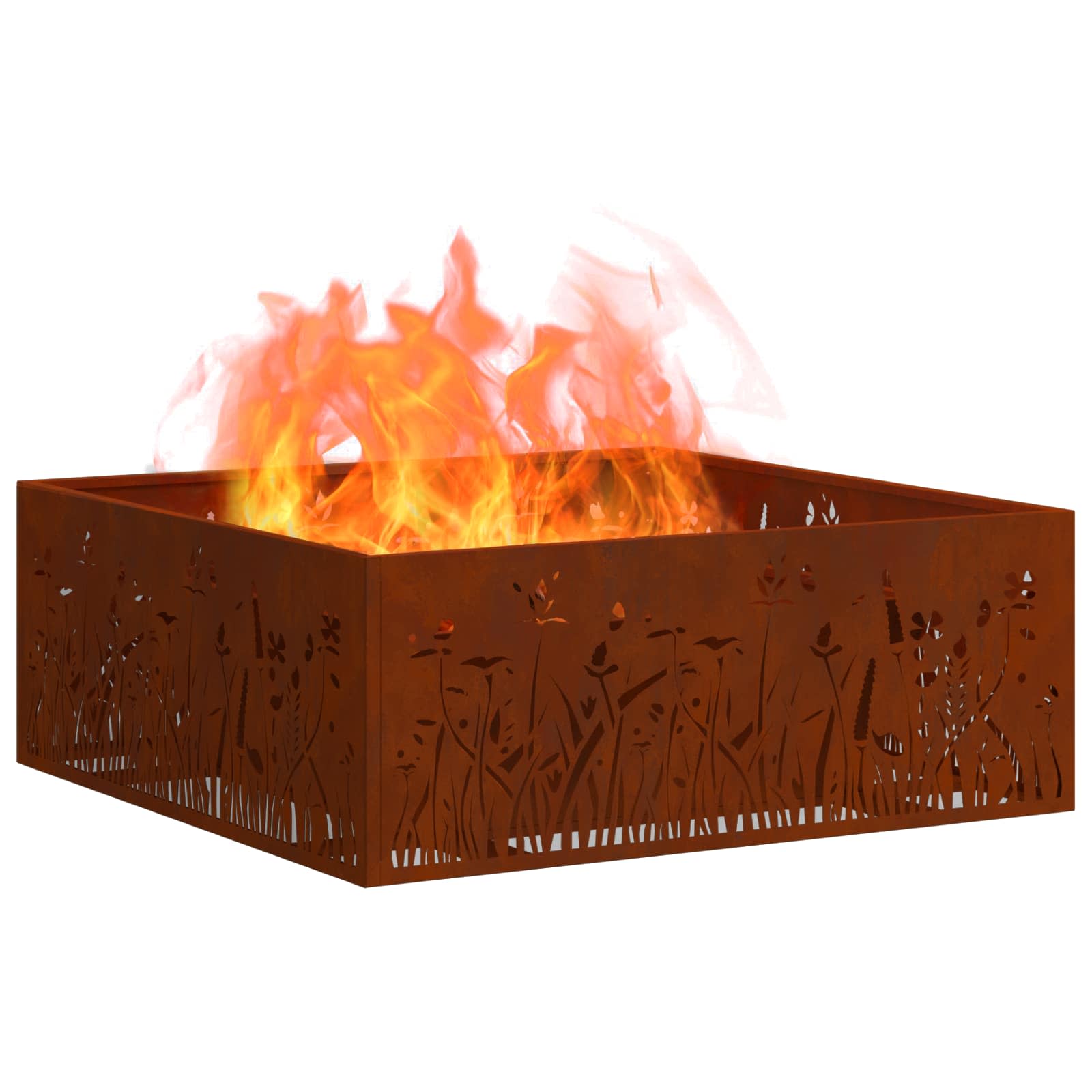 Kamin Smeđa 80 x 80 x 30 cm Čelik otporan na vremenske uvjete