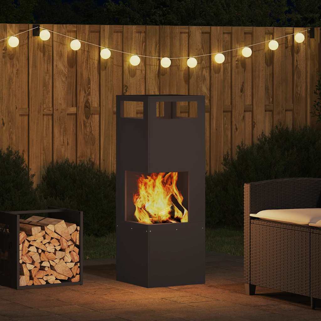 Kamin Crna 35 x 35 x 100 cm Čelik otporan na vremenske uvjete