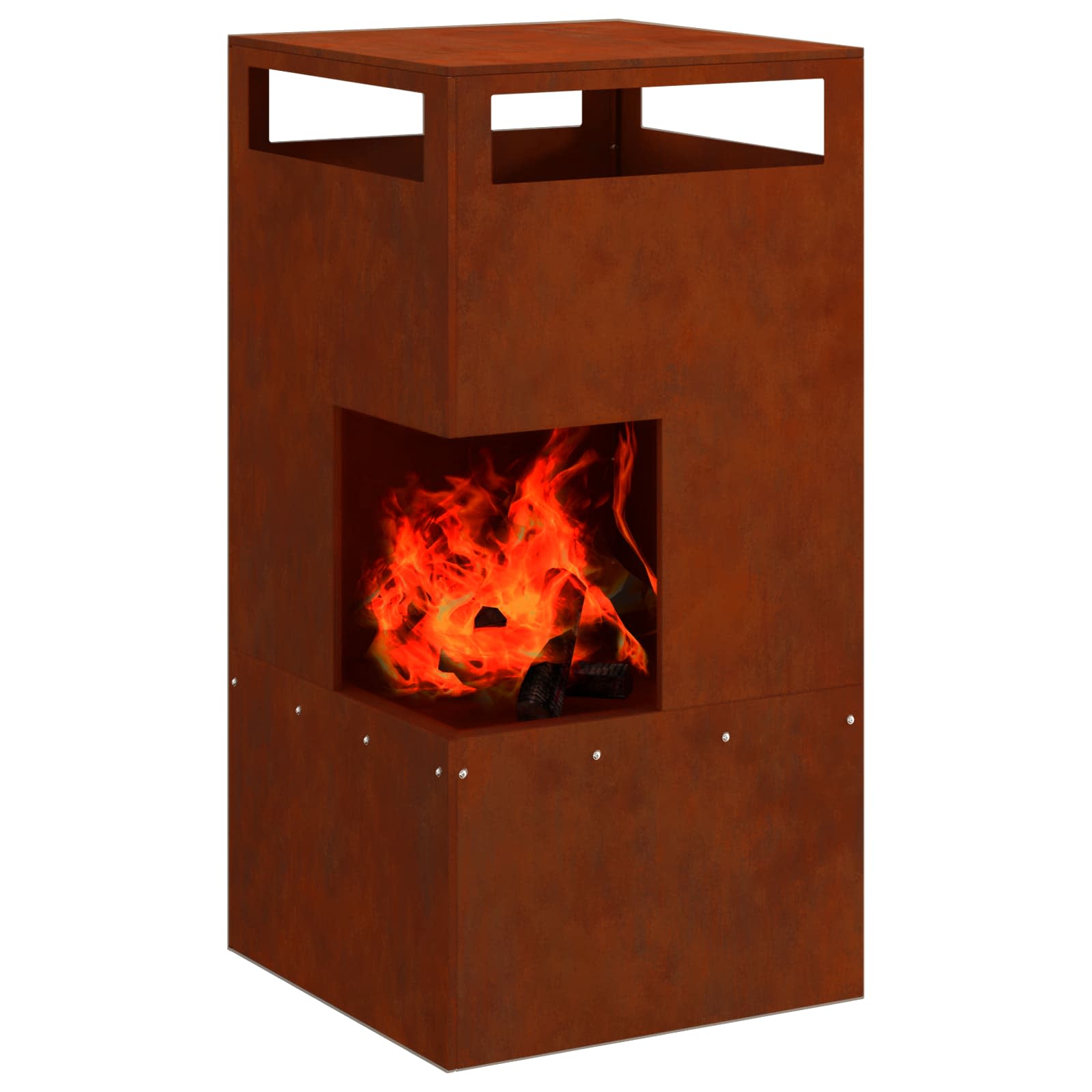 Kamin Smeđa 50 x 50 x 100 cm Čelik otporan na vremenske uvjete
