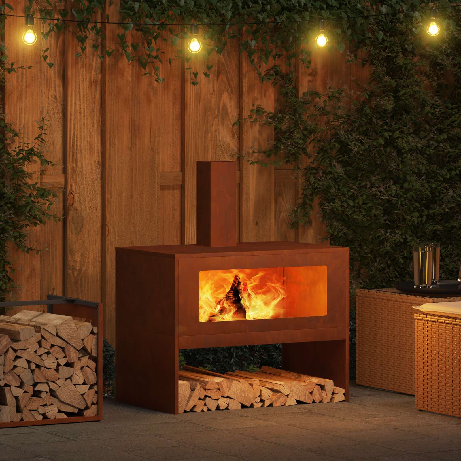 Kamin Smeđa 80 x 50 x 96 cm Čelik otporan na vremenske uvjete