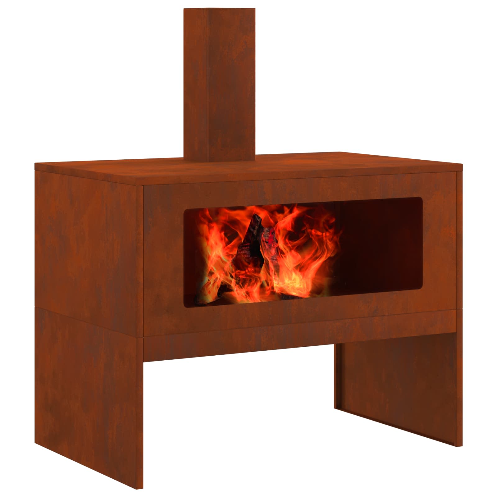 Kamin Smeđa 80 x 50 x 96 cm Čelik otporan na vremenske uvjete