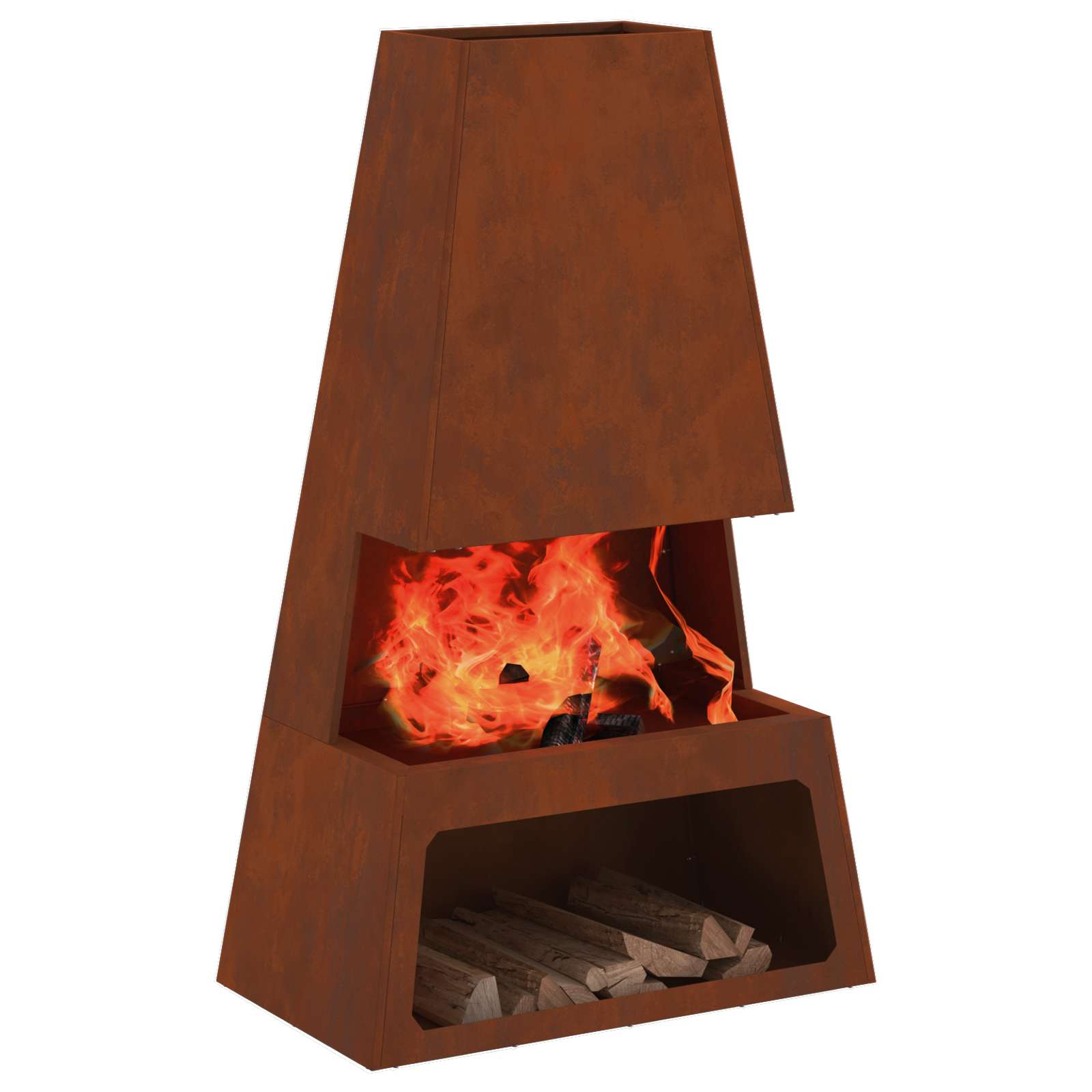Kamin Smeđa 60 x 35 x 100 cm Čelik otporan na vremenske uvjete
