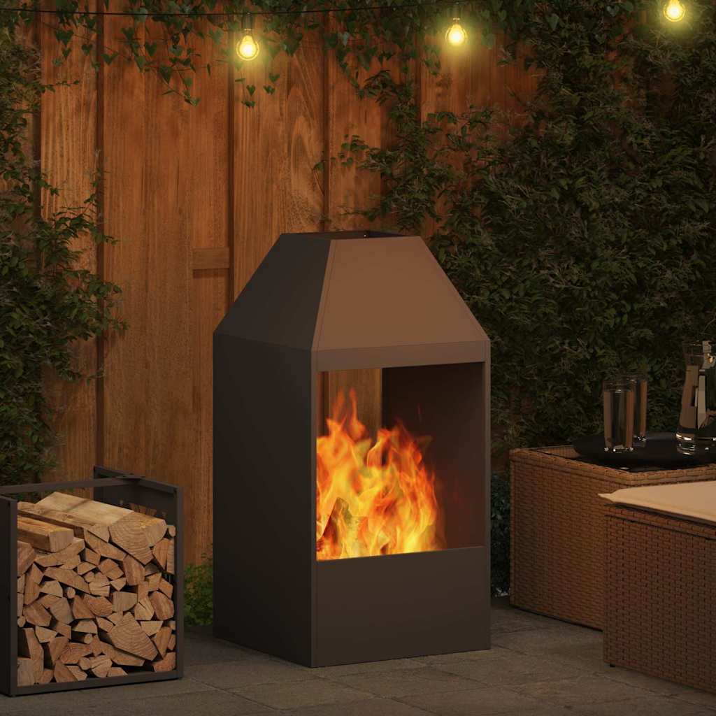 Kamin Crna 50 x 50 x 100 cm Čelik otporan na vremenske uvjete