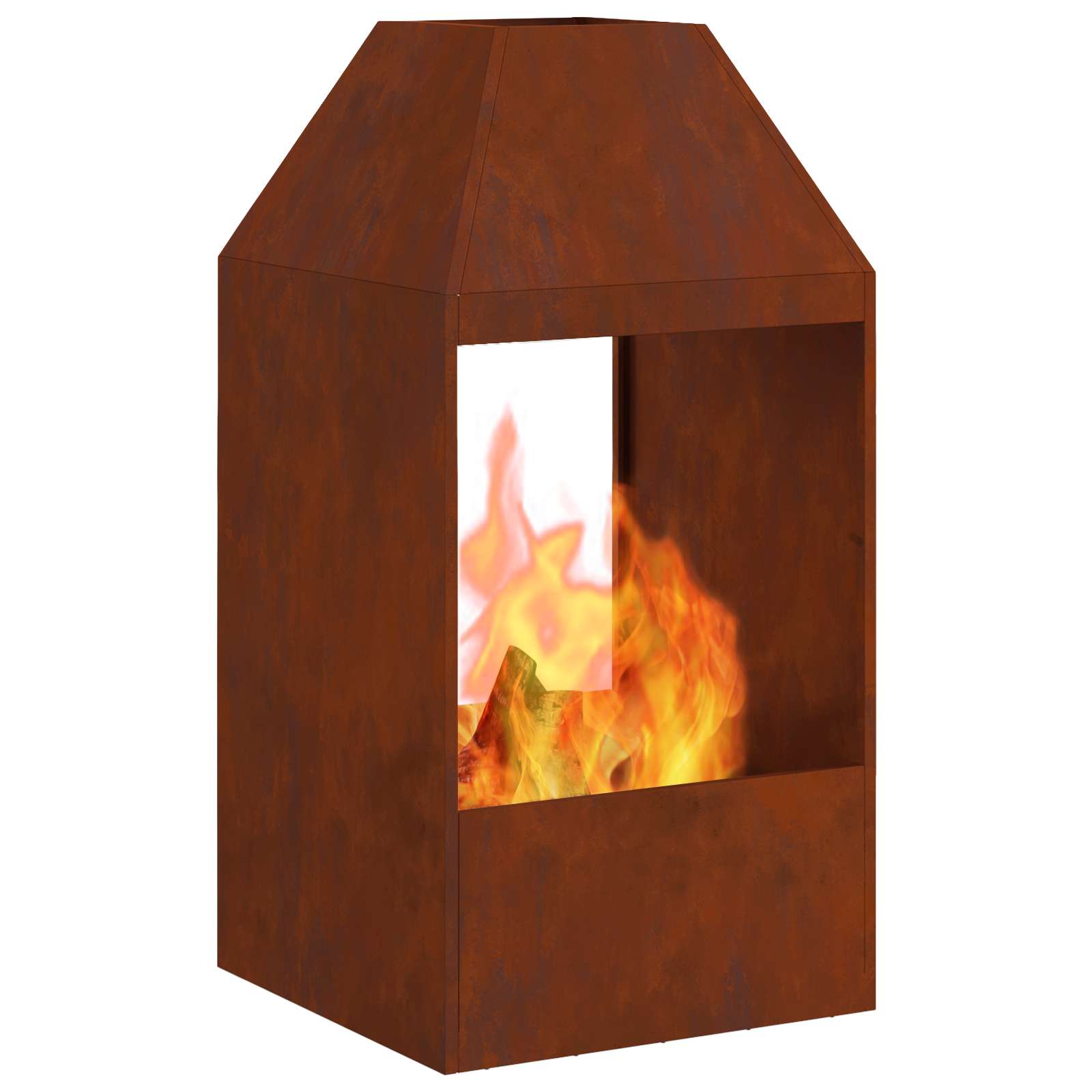 Kamin Smeđa 50 x 50 x 100 cm Čelik otporan na vremenske uvjete