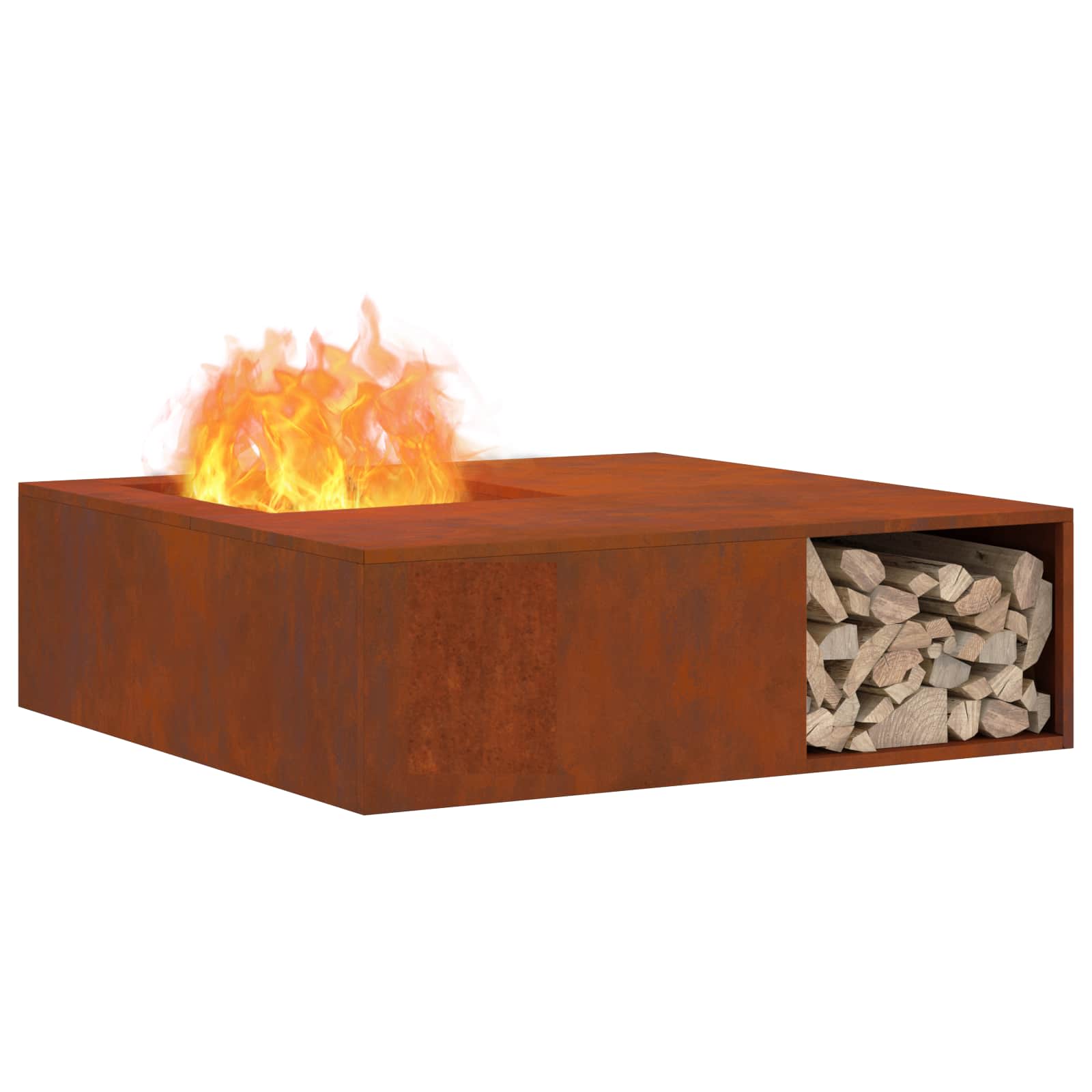 Kamin Smeđa 100 x 100 x 30 cm Čelik otporan na vremenske uvjete